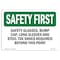 Signmission OSHA Sign, Glasses Bump Cap Long Sleeves And, 10in X 7in Decal, 10" W, 7" H, Landscape OS-SF-D-710-L-10950 - alternate 1